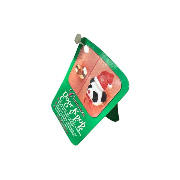 Vintage Christmas Plush Bear Door Knob Cover w/Tag 1980s Holiday Decor Retro - Picture 4 of 8